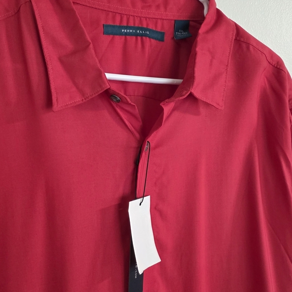 Perry Ellis Haute Red Button Up Short Sleeve Shirt Size XXL - Picture 4 of 8